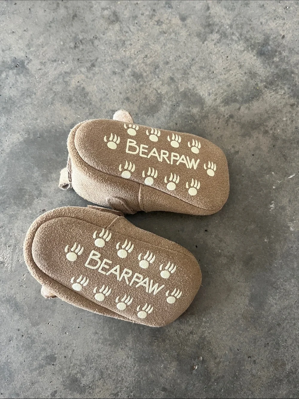 BearPaw Tan Mary Jane Baby Shoes with Heart Cutouts